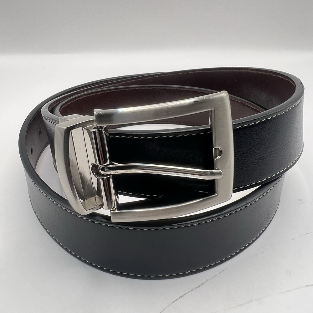 Swiss Gear Reversible Leather Belt XXL Black Brown Contrast Stitching